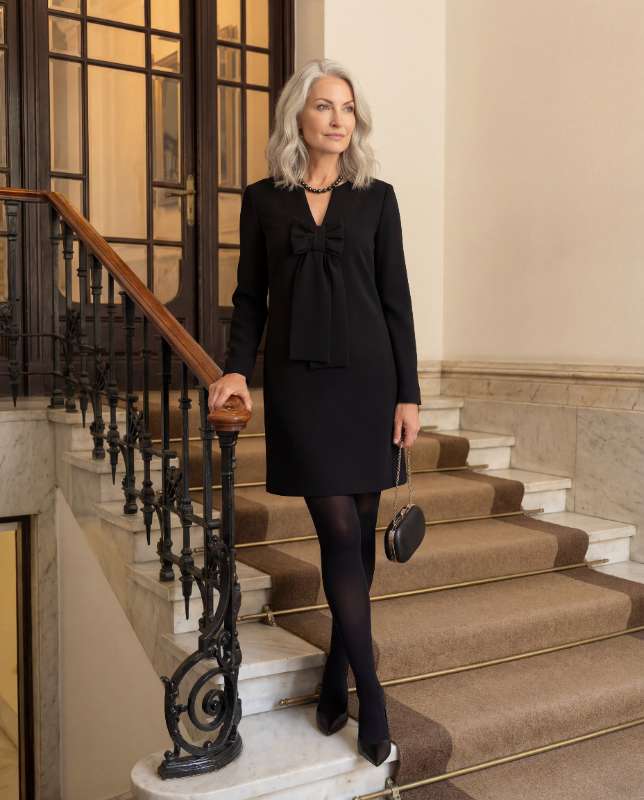 Black Bow-Detail Dress - Image 1