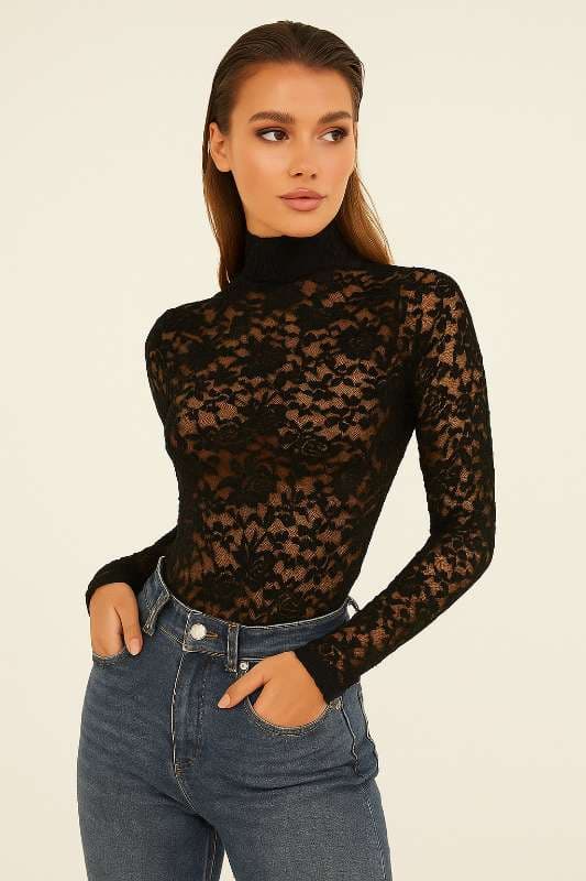 Midnight Lace Elegance Blouse