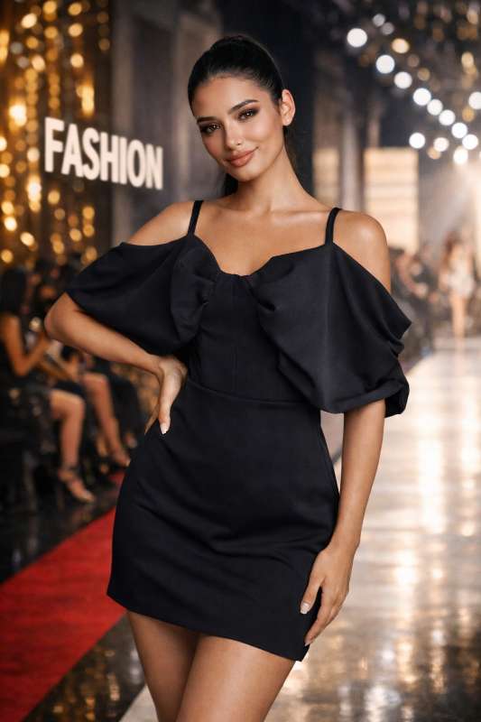 Black Mini Corset Dress - Image 1